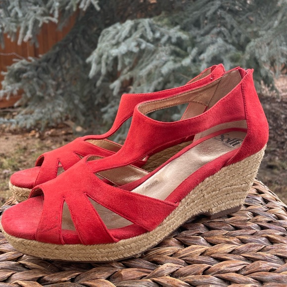Sofft suede Espadrille Platform Strappy Back Zipper Closure Wedge Sandals - Picture 5 of 10